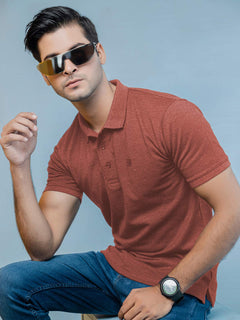 Rust Plain Half Sleeves Polo T-Shirt (POLO-392)