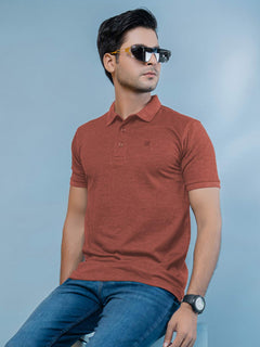 Rust Plain Half Sleeves Polo T-Shirt (POLO-392)