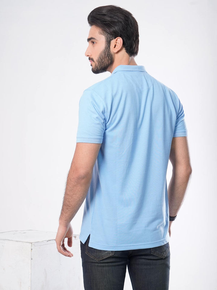 Sky Blue Plain Half Sleeves Polo T-Shirt (POLO-409)