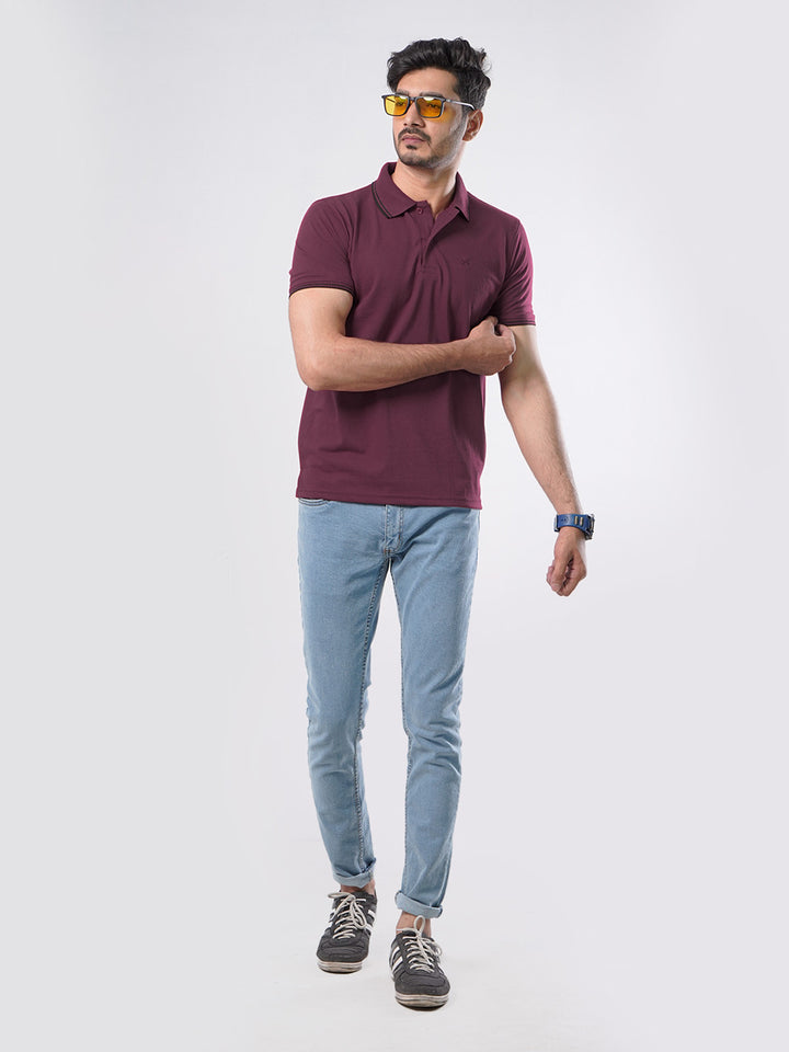 Maroon Plain Half Sleeves Polo T-Shirt (POLO-436)