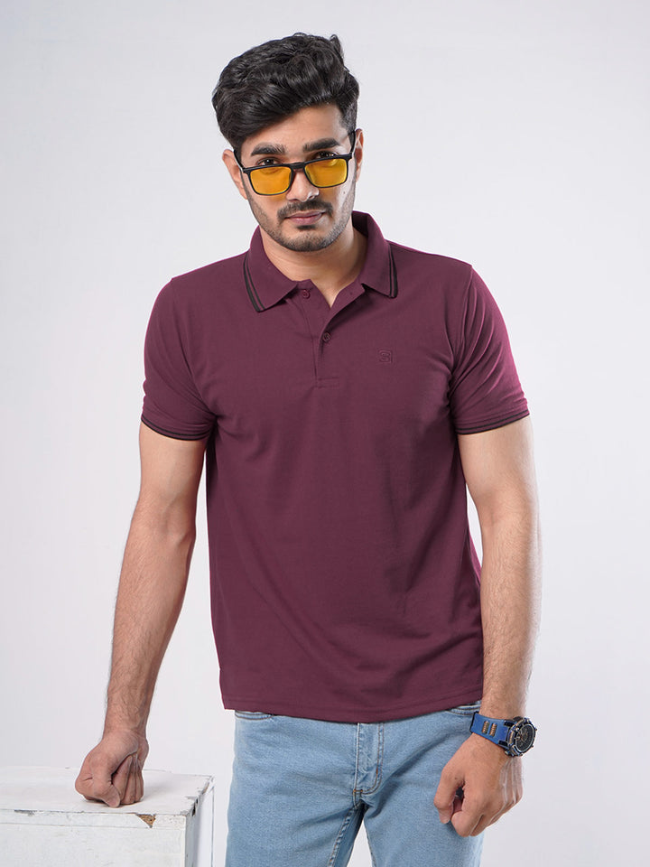 Maroon Plain Half Sleeves Polo T-Shirt (POLO-436)