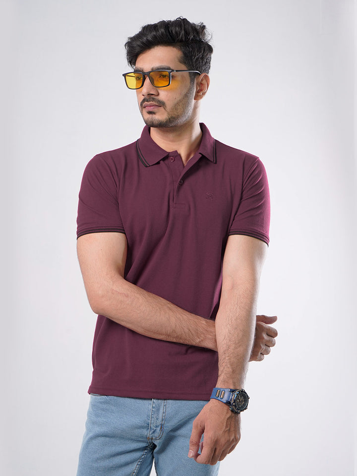 Maroon Plain Half Sleeves Polo T-Shirt (POLO-436)