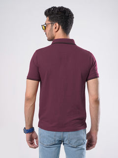 Maroon Plain Half Sleeves Polo T-Shirt (POLO-436)