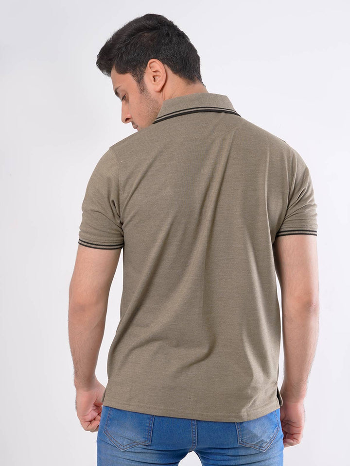 Light Brown Plain Half Sleeves Polo T-Shirt (POLO-437)