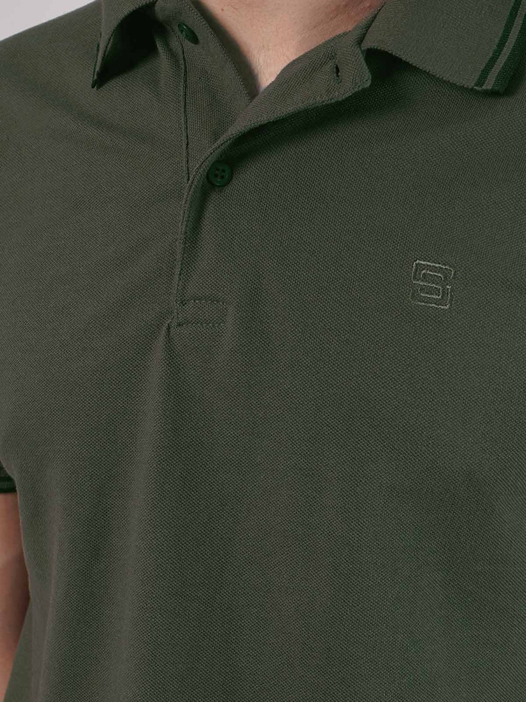 Dark Green Plain Half Sleeves Polo T-Shirt (POLO-438)