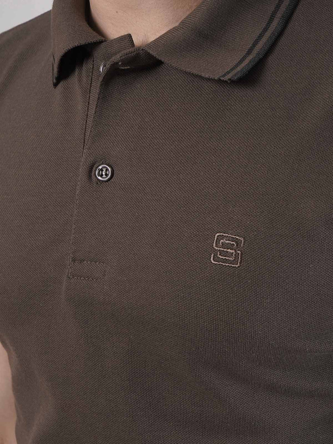 Dark Brown Plain Half Sleeves Polo T-Shirt (POLO-439)