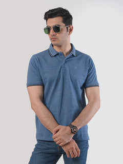 Blue Plain Half Sleeves Polo T-Shirt (POLO-441)