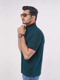 Zinc Plain Twin Contrast Lycra Elastane Half Sleeves Polo T-Shirt (POLO-464)