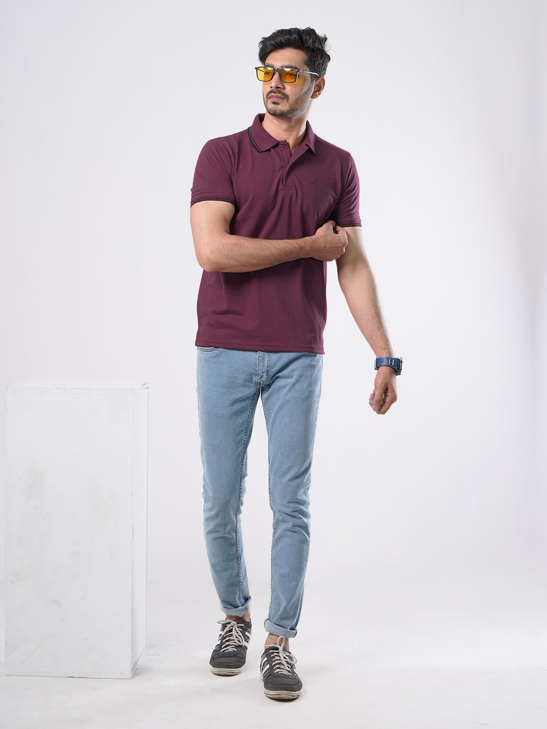 Maroon Plain Half Sleeves Polo T-Shirt (POLO-470)