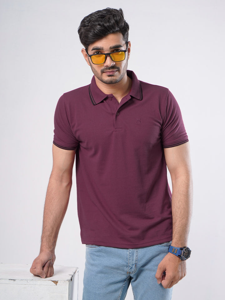 Maroon Plain Half Sleeves Polo T-Shirt (POLO-470)