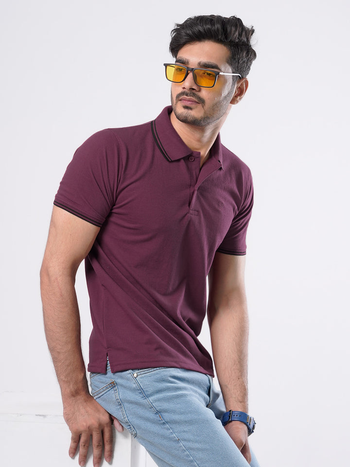 Maroon Plain Half Sleeves Polo T-Shirt (POLO-470)