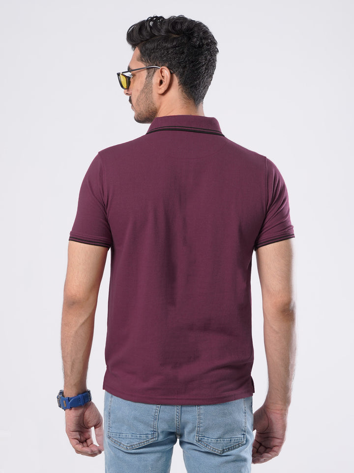 Maroon Plain Half Sleeves Polo T-Shirt (POLO-470)