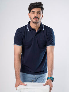 Navy Blue Plain Half Sleeves Polo T-Shirt (POLO-473)