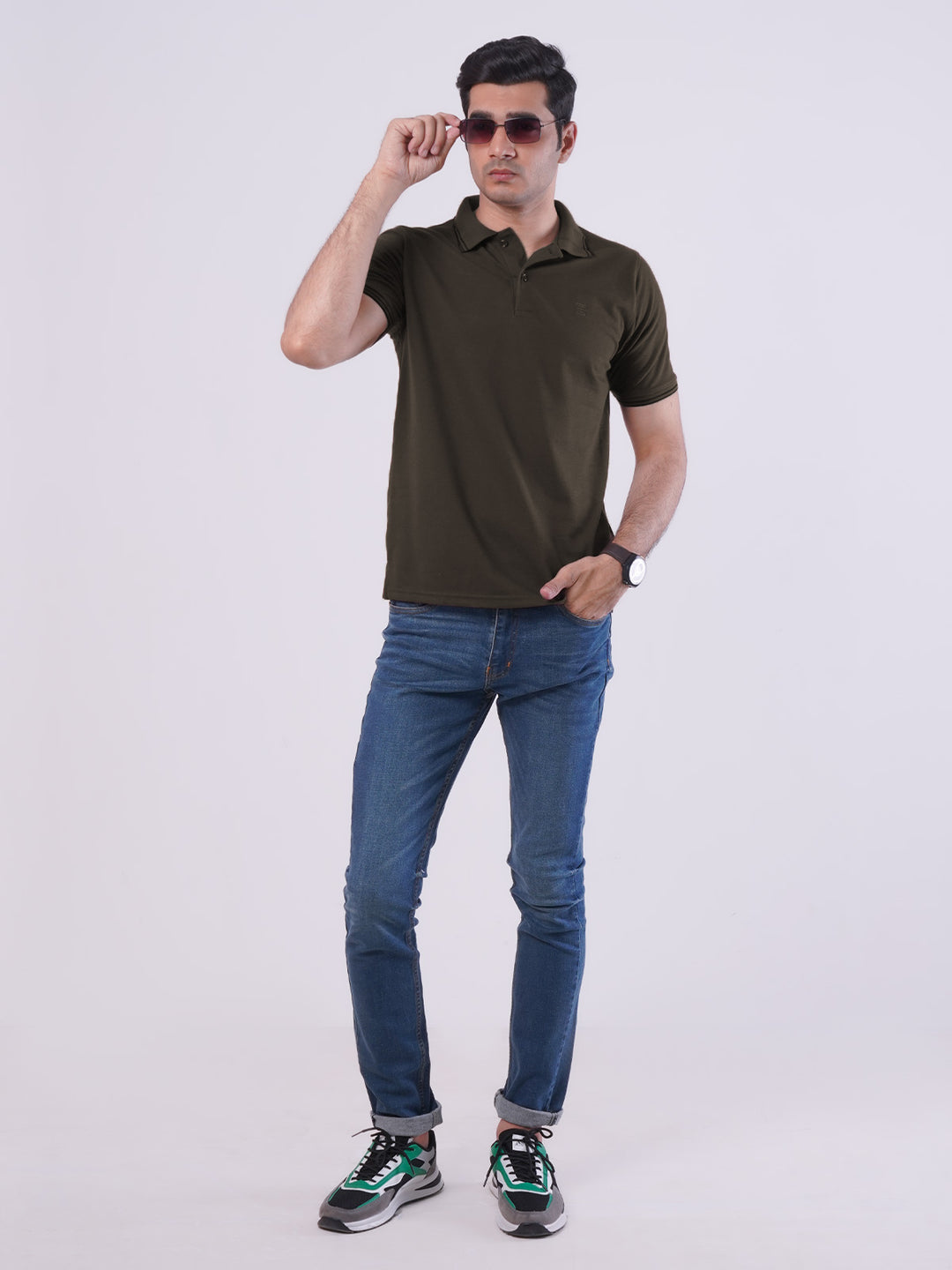 Dark Brown Plain Half Sleeves Polo T-Shirt (POLO-475)