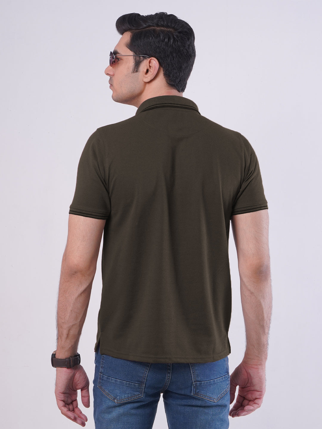 Dark Brown Plain Half Sleeves Polo T-Shirt (POLO-475)