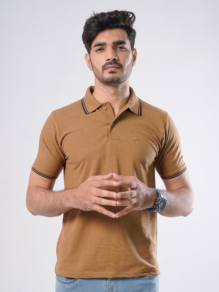 Brown Plain Half Sleeves Polo T-Shirt (POLO-476)