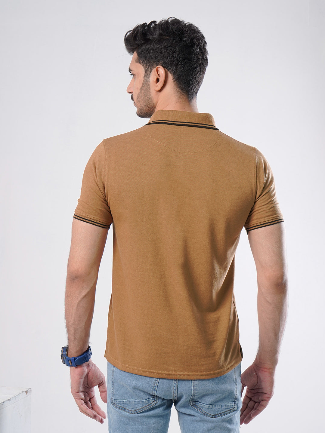 Brown Plain Half Sleeves Polo T-Shirt (POLO-476)