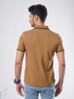 Brown Plain Half Sleeves Polo T-Shirt (POLO-476)