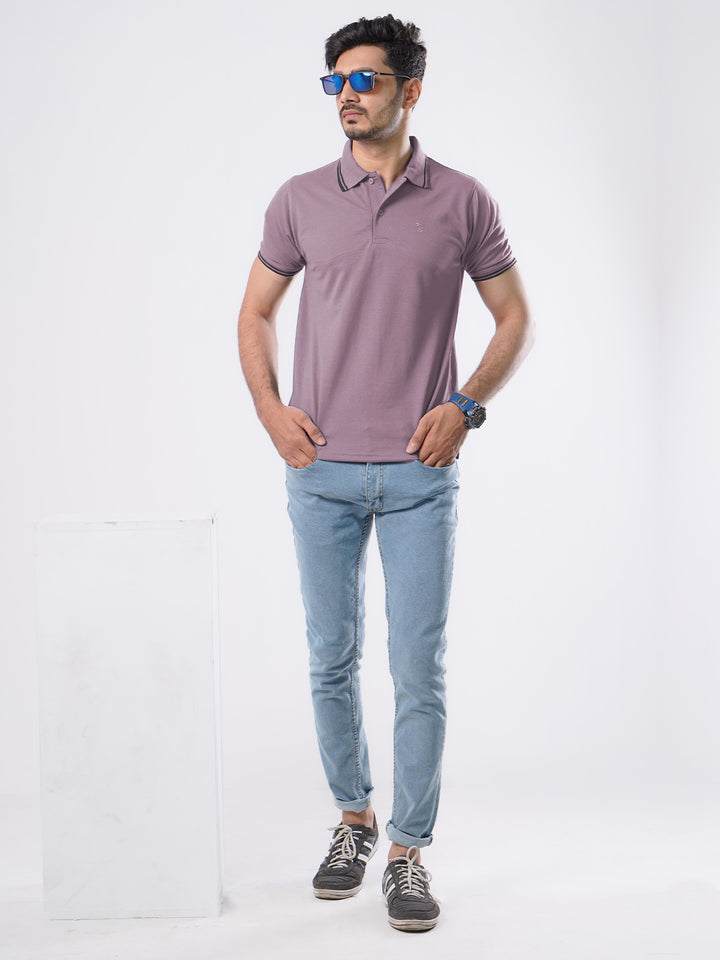 Light Purple Plain Half Sleeves Polo T-Shirt (POLO-478)