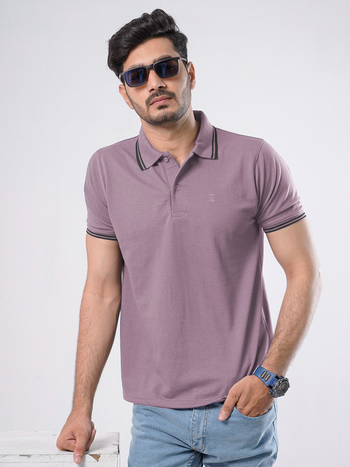 Light Purple Plain Half Sleeves Polo T-Shirt (POLO-478)