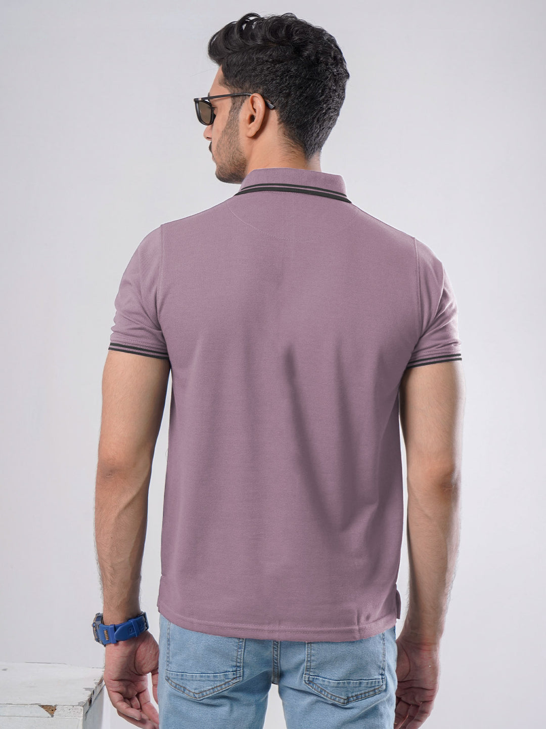 Light Purple Plain Half Sleeves Polo T-Shirt (POLO-478)