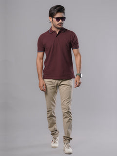 Maroon Classic Half Sleeves Cotton Polo T-Shirt (POLO-482)