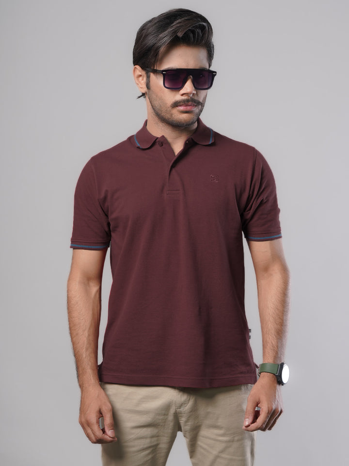 Maroon Classic Half Sleeves Cotton Polo T-Shirt (POLO-482)