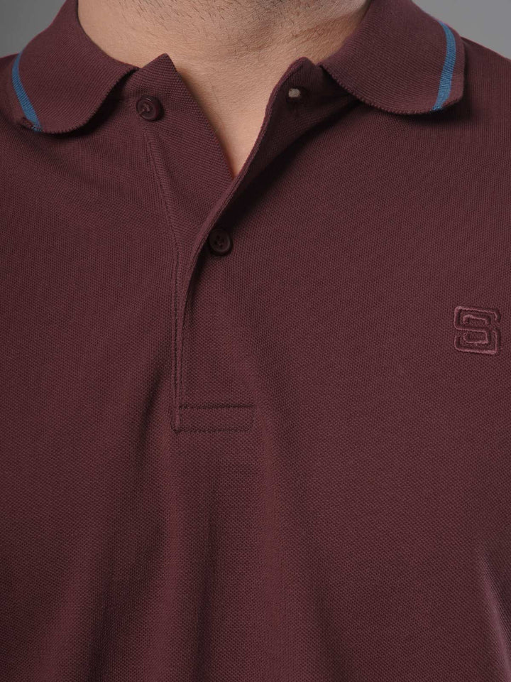 Maroon Classic Half Sleeves Cotton Polo T-Shirt (POLO-482)