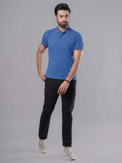 Royal Blue Classic Half Sleeves Cotton Polo T-Shirt (POLO-484)