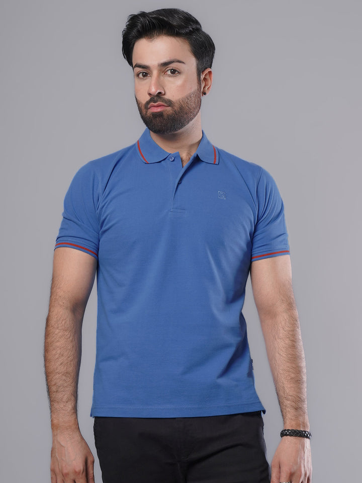 Royal Blue Classic Half Sleeves Cotton Polo T-Shirt (POLO-484)