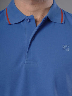 Royal Blue Classic Half Sleeves Cotton Polo T-Shirt (POLO-484)