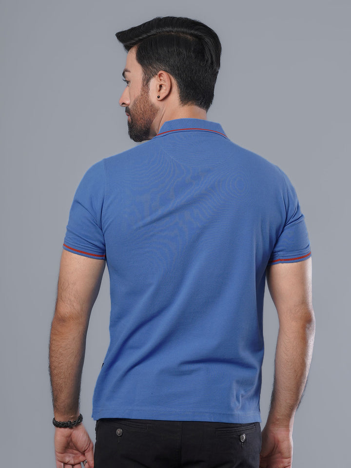 Royal Blue Classic Half Sleeves Cotton Polo T-Shirt (POLO-484)