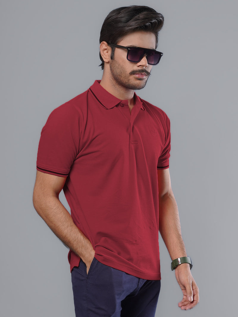 Red Classic Half Sleeves Cotton Polo T-Shirt (POLO-487)