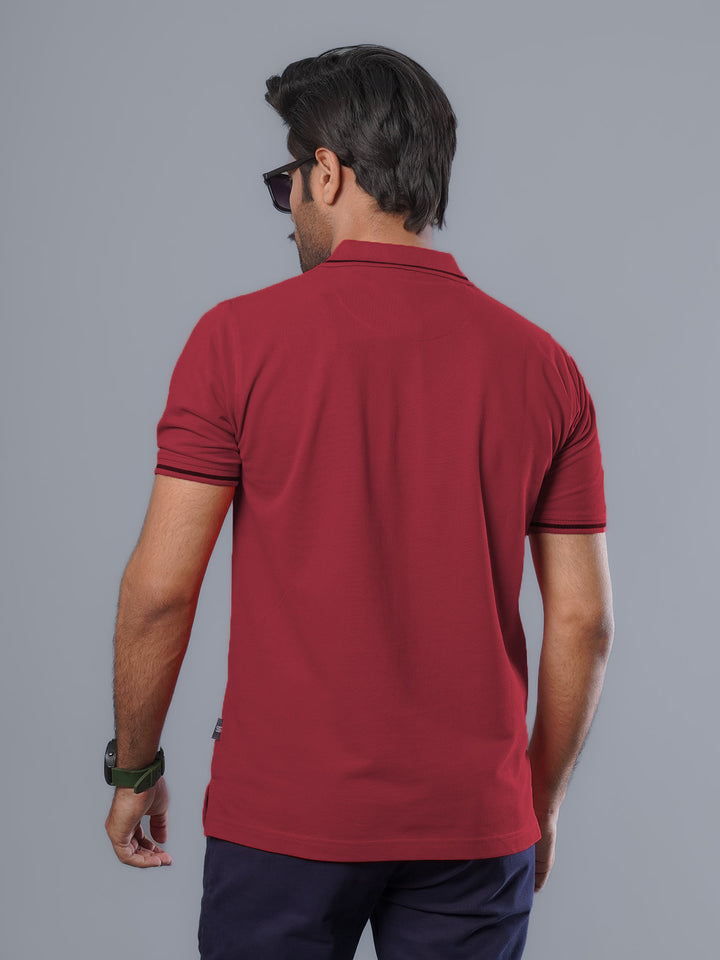 Red Classic Half Sleeves Cotton Polo T-Shirt (POLO-487)