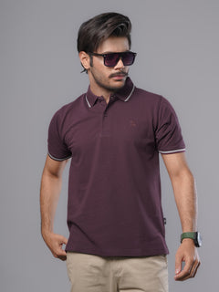 Dark Purple Classic Half Sleeves Cotton Polo T-Shirt (POLO-488)