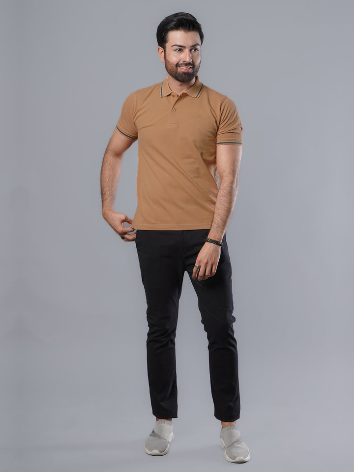 Mustard Classic Half Sleeves Cotton Polo T-Shirt (POLO-490)