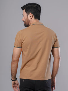 Mustard Classic Half Sleeves Cotton Polo T-Shirt (POLO-490)