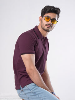 Maroon Plain Half Sleeves Polo T-Shirt (POLO-492)