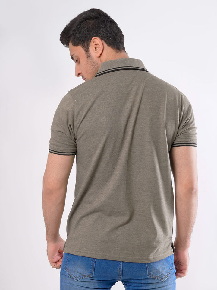 Light Brown Plain Half Sleeves Polo T-Shirt (POLO-494)