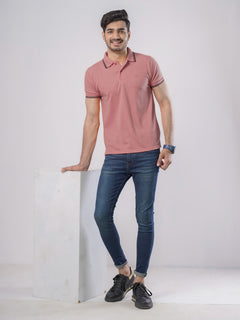 Tea Pink Plain Half Sleeves Polo T-Shirt (POLO-495)