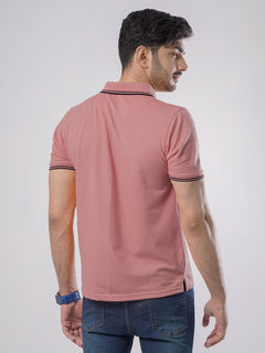 Tea Pink Plain Half Sleeves Polo T-Shirt (POLO-495)