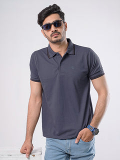 Indigo Plain Half Sleeves Polo T-Shirt (POLO-496)