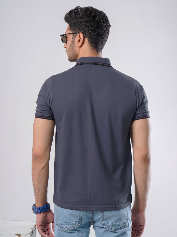 Indigo Plain Half Sleeves Polo T-Shirt (POLO-496)