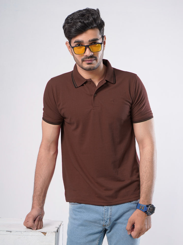 Rust Plain Half Sleeves Polo T-Shirt (POLO-497)