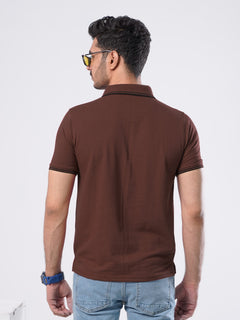 Rust Plain Half Sleeves Polo T-Shirt (POLO-497)
