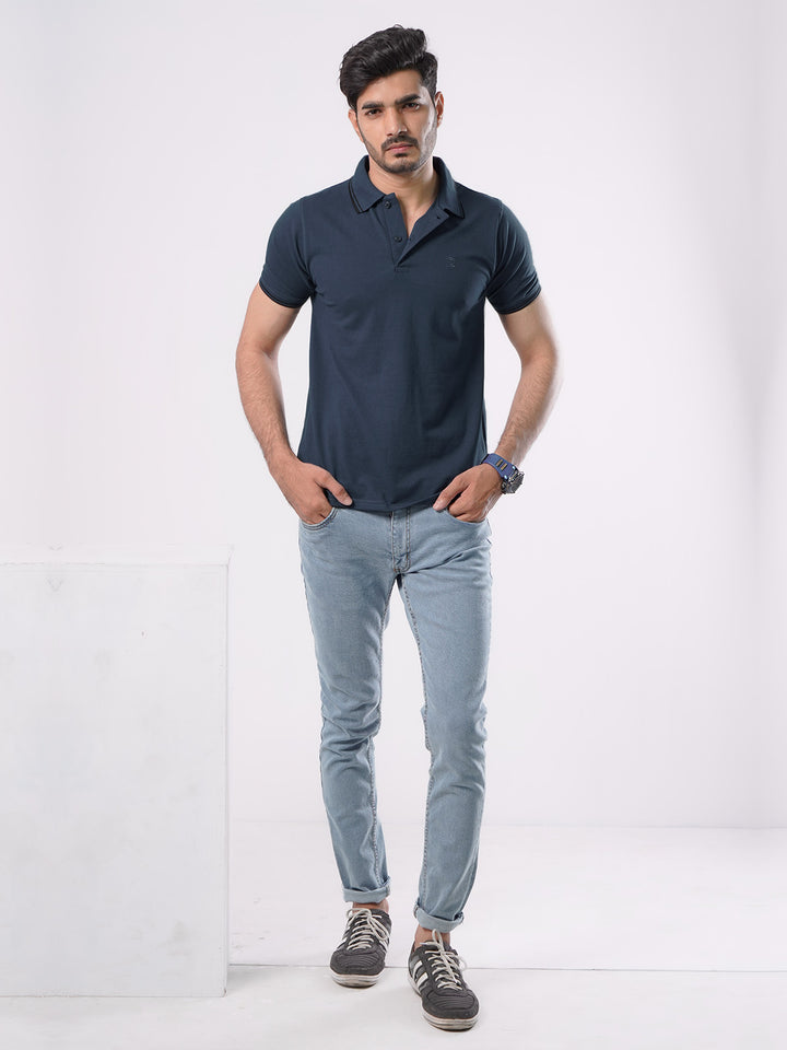 Dark Turquoise Plain Half Sleeves Polo T-Shirt (POLO-498)