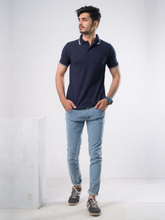 Navy Blue Plain Half Sleeves Polo T-Shirt (POLO-500)