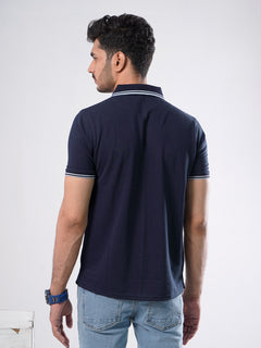 Navy Blue Plain Half Sleeves Polo T-Shirt (POLO-500)