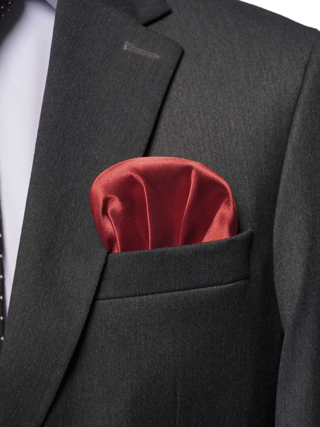 Red Soft Plain Pocket Square (PS-344)