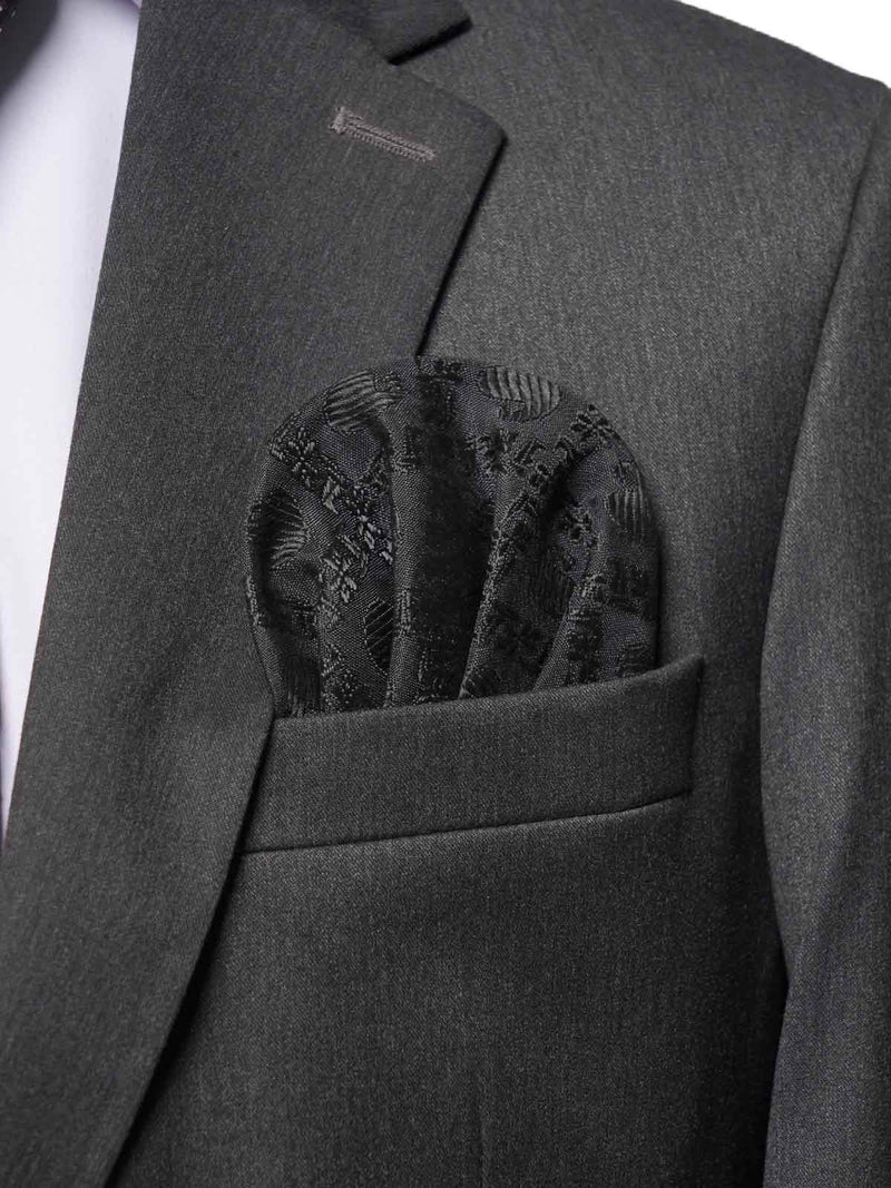 Black Printed Pocket Square (PS-346)